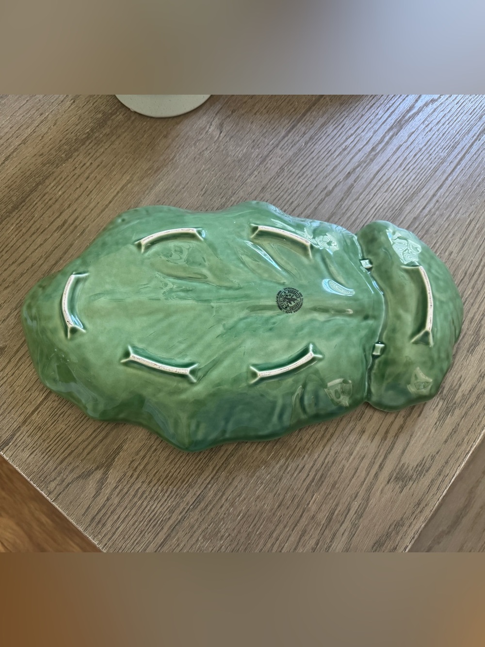 Bordallo Pinheiro Green Cabbage Chip Dip Divided Large Serving Platter Tray - Picture 4 of 7